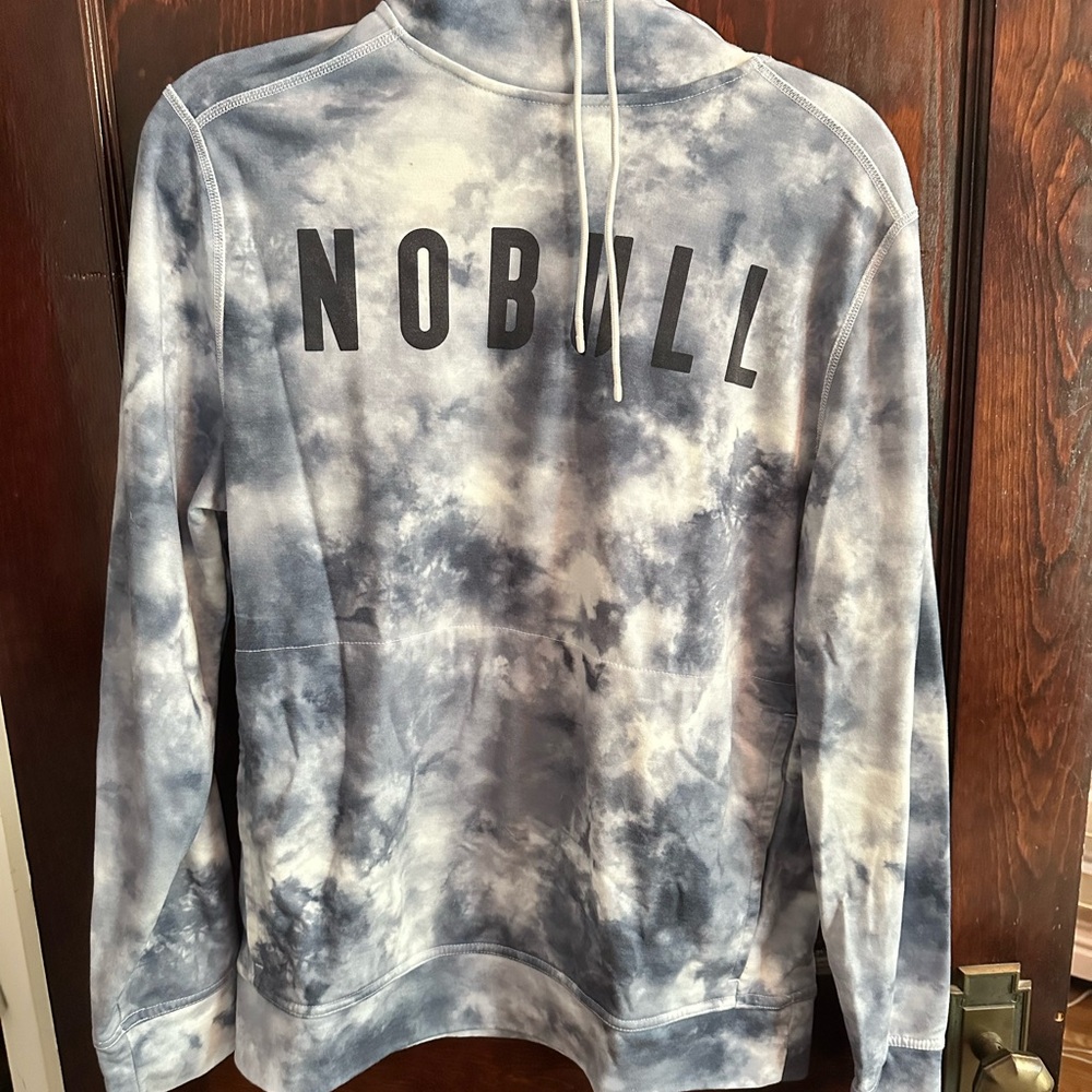 NOBULL Blue and White Tie Dye Hoodie